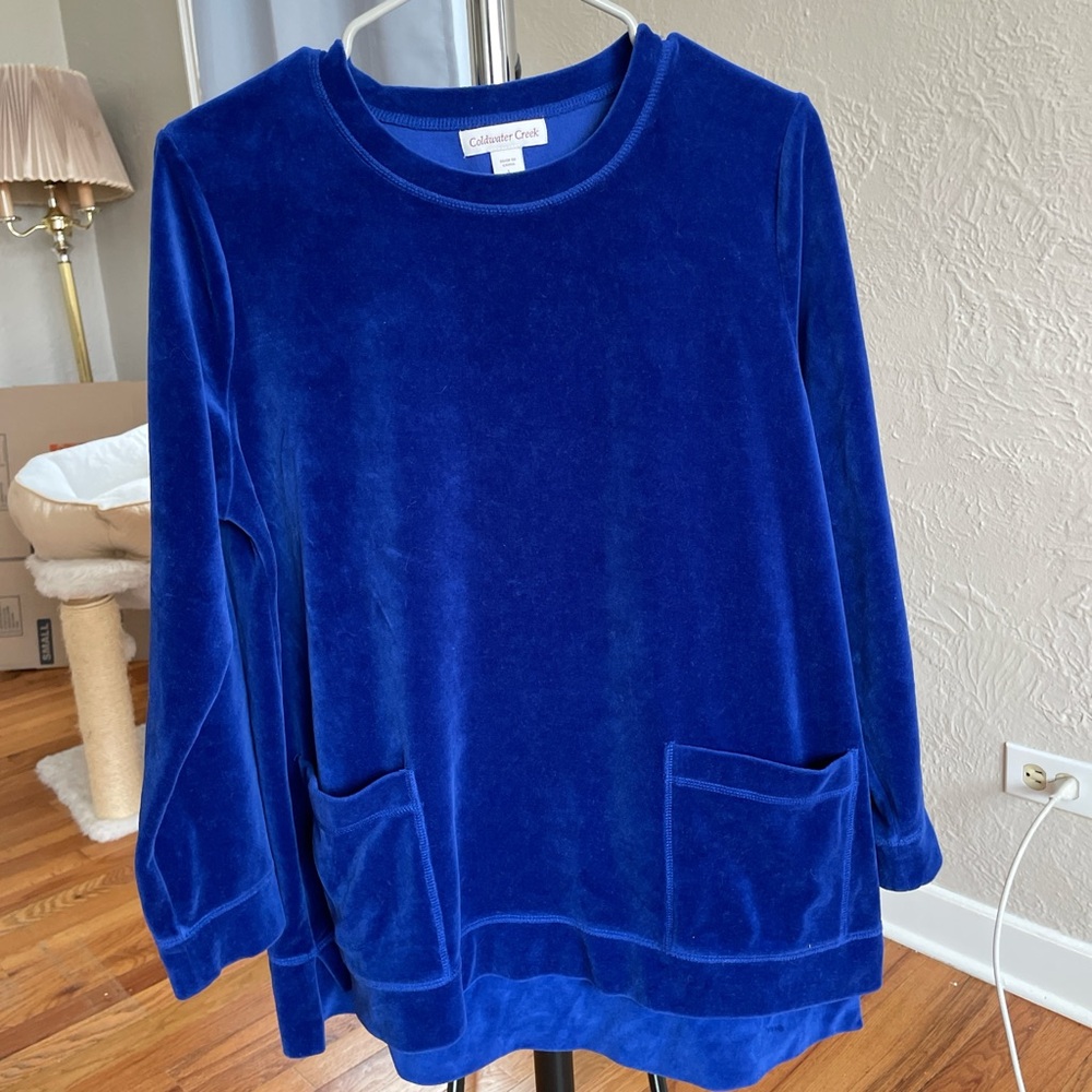Coldwater Creek Blue Velvet Top